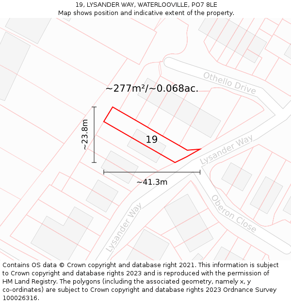 19, LYSANDER WAY, WATERLOOVILLE, PO7 8LE: Plot and title map