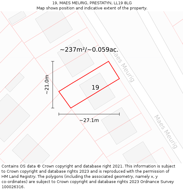 19, MAES MEURIG, PRESTATYN, LL19 8LG: Plot and title map