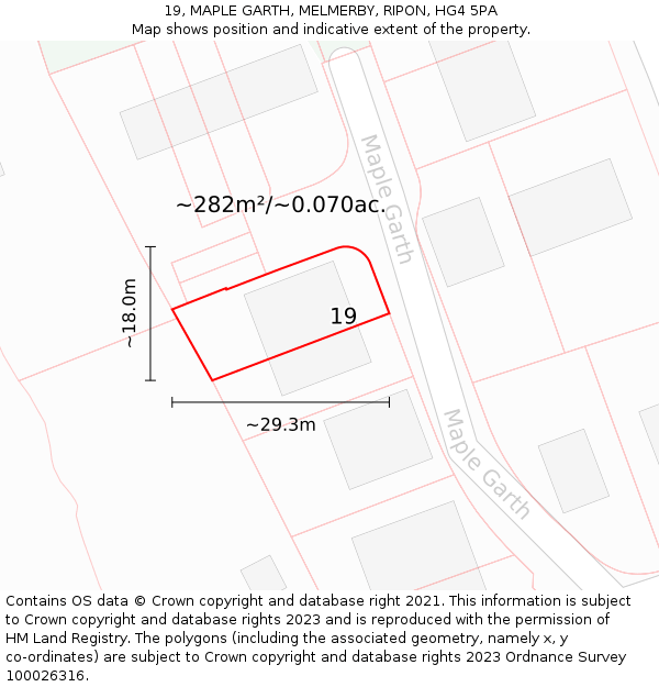 19, MAPLE GARTH, MELMERBY, RIPON, HG4 5PA: Plot and title map