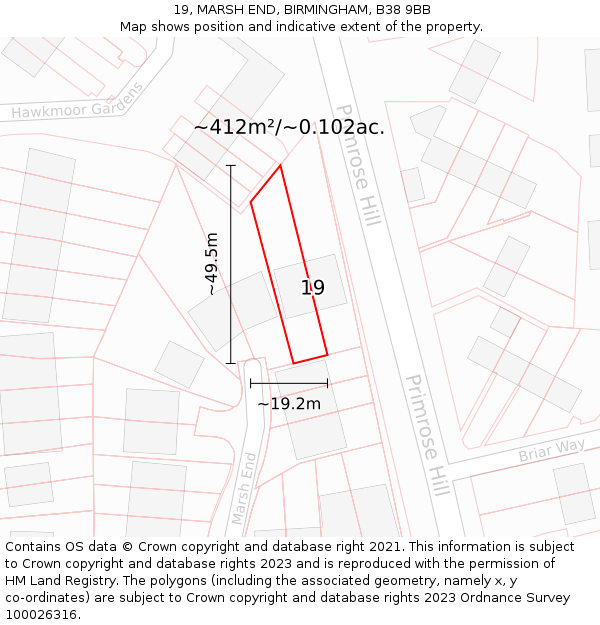 19, MARSH END, BIRMINGHAM, B38 9BB: Plot and title map