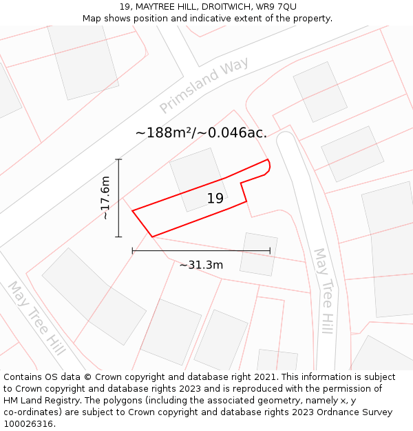 19, MAYTREE HILL, DROITWICH, WR9 7QU: Plot and title map