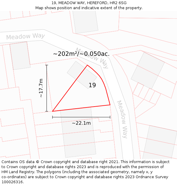 19, MEADOW WAY, HEREFORD, HR2 6SG: Plot and title map