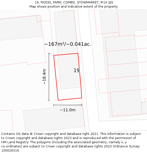 19, MODEL FARM, COMBS, STOWMARKET, IP14 2JG: Plot and title map