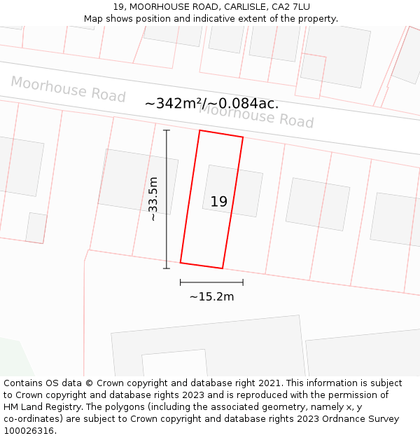 19, MOORHOUSE ROAD, CARLISLE, CA2 7LU: Plot and title map