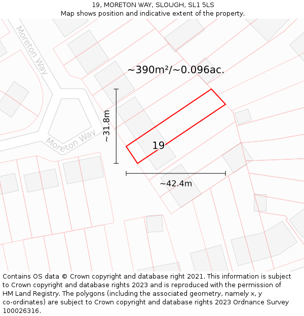 19, MORETON WAY, SLOUGH, SL1 5LS: Plot and title map