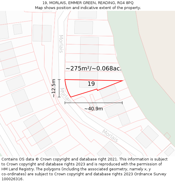 19, MORLAIS, EMMER GREEN, READING, RG4 8PQ: Plot and title map