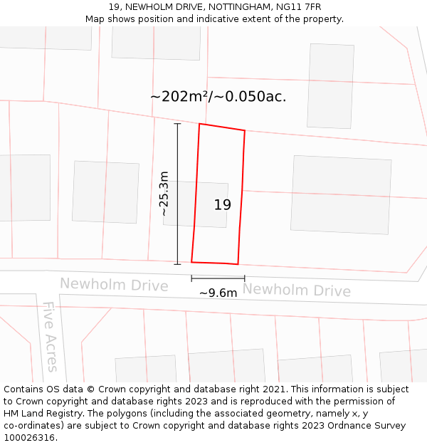 19, NEWHOLM DRIVE, NOTTINGHAM, NG11 7FR: Plot and title map