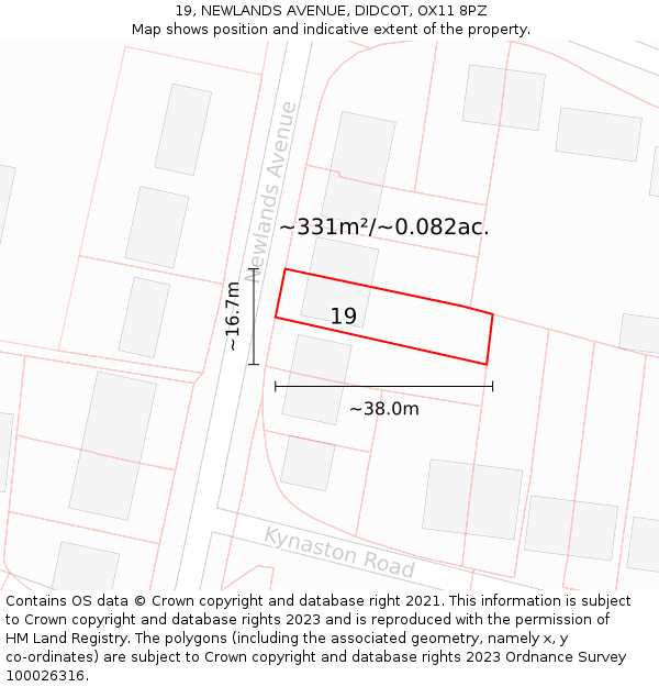 19, NEWLANDS AVENUE, DIDCOT, OX11 8PZ: Plot and title map