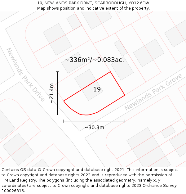 19, NEWLANDS PARK DRIVE, SCARBOROUGH, YO12 6DW: Plot and title map