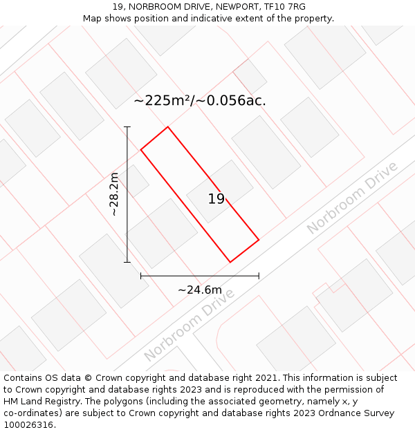 19, NORBROOM DRIVE, NEWPORT, TF10 7RG: Plot and title map