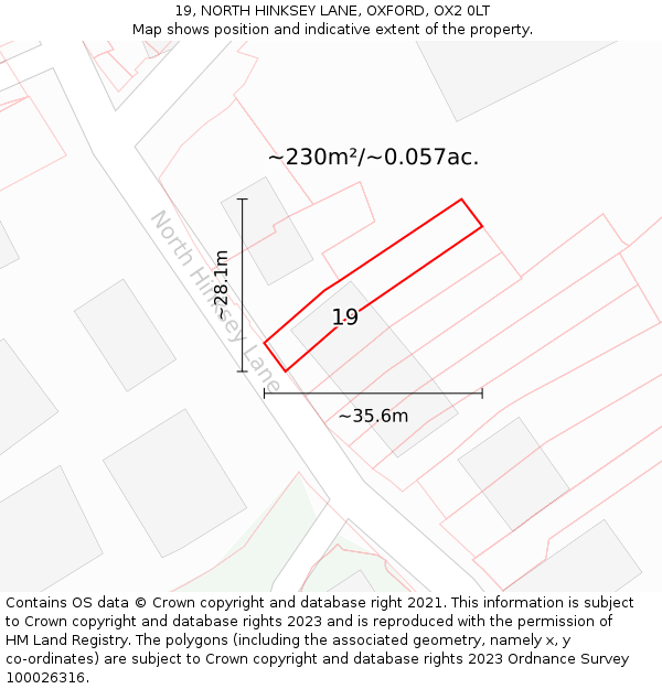 19, NORTH HINKSEY LANE, OXFORD, OX2 0LT: Plot and title map