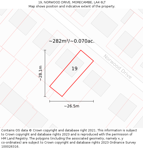 19, NORWOOD DRIVE, MORECAMBE, LA4 6LT: Plot and title map