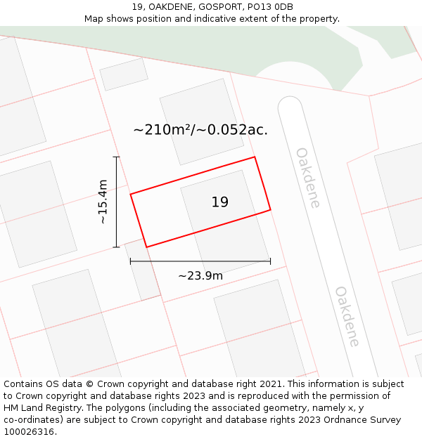 19, OAKDENE, GOSPORT, PO13 0DB: Plot and title map