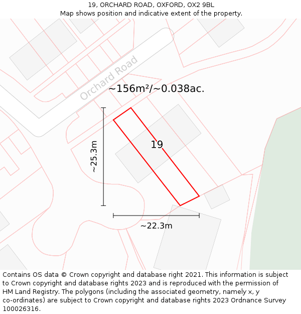 19, ORCHARD ROAD, OXFORD, OX2 9BL: Plot and title map