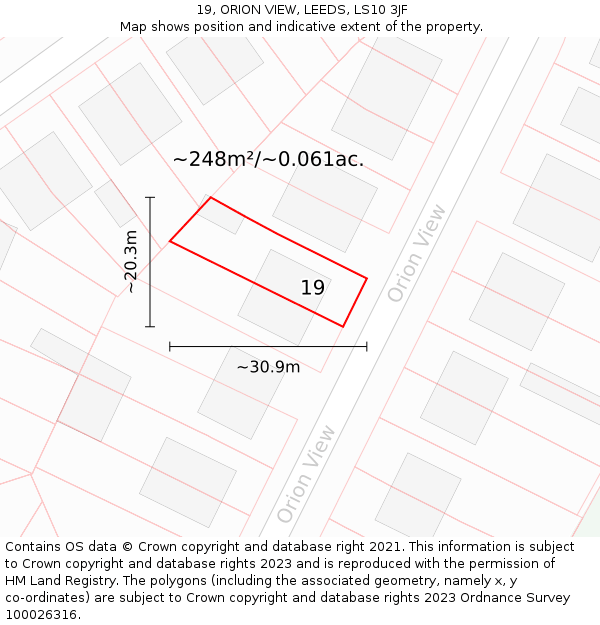 19, ORION VIEW, LEEDS, LS10 3JF: Plot and title map