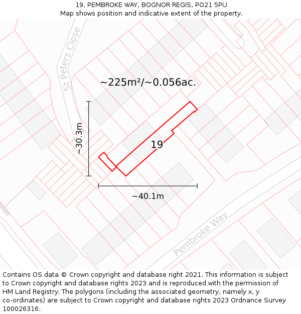 19, PEMBROKE WAY, BOGNOR REGIS, PO21 5PU: Plot and title map