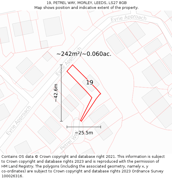 19, PETREL WAY, MORLEY, LEEDS, LS27 8GB: Plot and title map