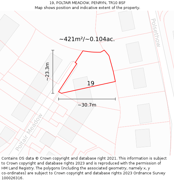 19, POLTAIR MEADOW, PENRYN, TR10 8SF: Plot and title map