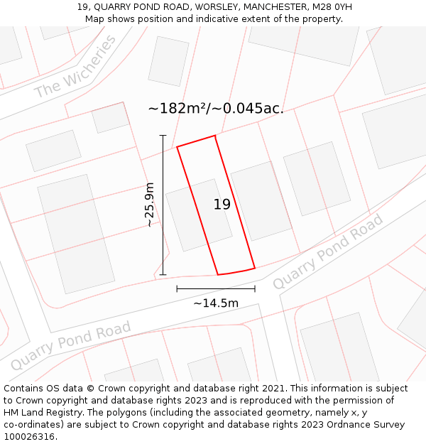 19, QUARRY POND ROAD, WORSLEY, MANCHESTER, M28 0YH: Plot and title map