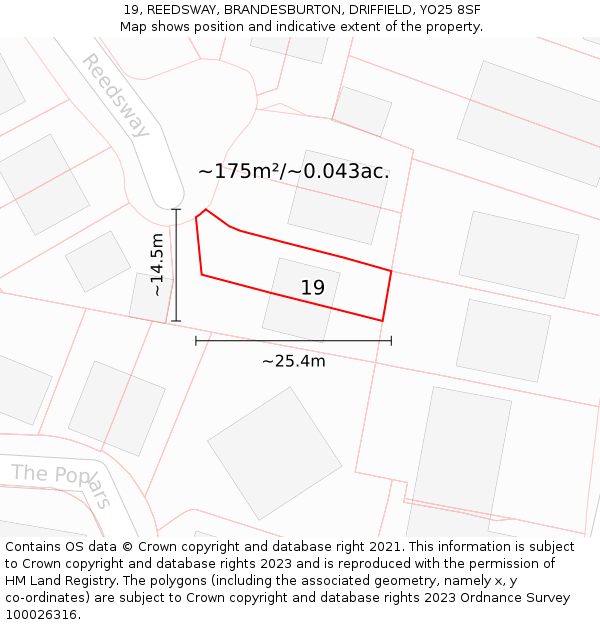 19, REEDSWAY, BRANDESBURTON, DRIFFIELD, YO25 8SF: Plot and title map