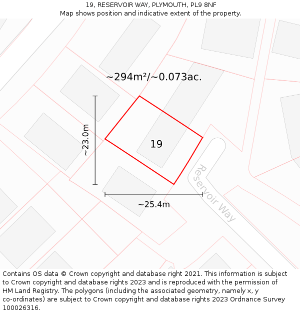 19, RESERVOIR WAY, PLYMOUTH, PL9 8NF: Plot and title map