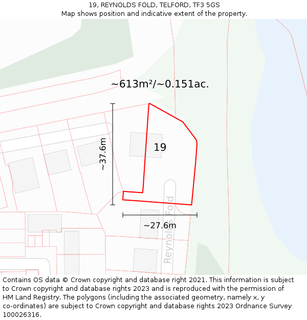 19, REYNOLDS FOLD, TELFORD, TF3 5GS: Plot and title map