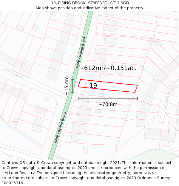 19, RISING BROOK, STAFFORD, ST17 9DB: Plot and title map