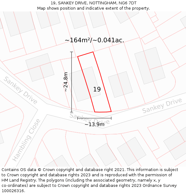 19, SANKEY DRIVE, NOTTINGHAM, NG6 7DT: Plot and title map