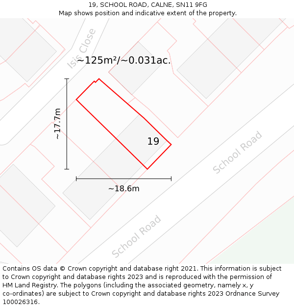 19, SCHOOL ROAD, CALNE, SN11 9FG: Plot and title map