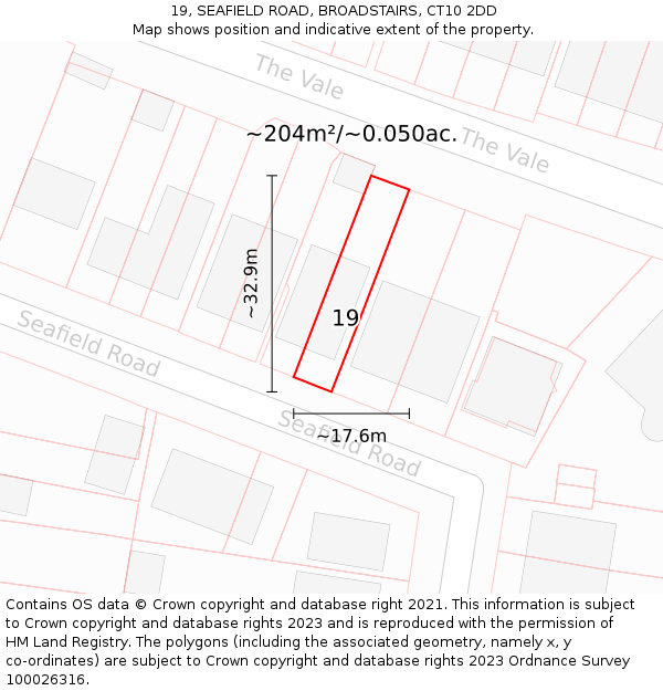 19, SEAFIELD ROAD, BROADSTAIRS, CT10 2DD: Plot and title map