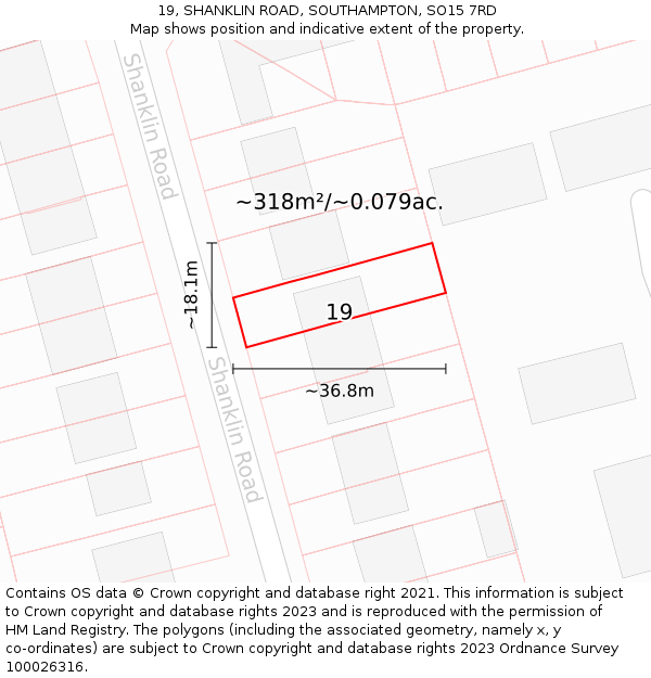 19, SHANKLIN ROAD, SOUTHAMPTON, SO15 7RD: Plot and title map