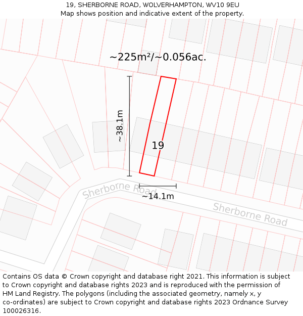 19, SHERBORNE ROAD, WOLVERHAMPTON, WV10 9EU: Plot and title map