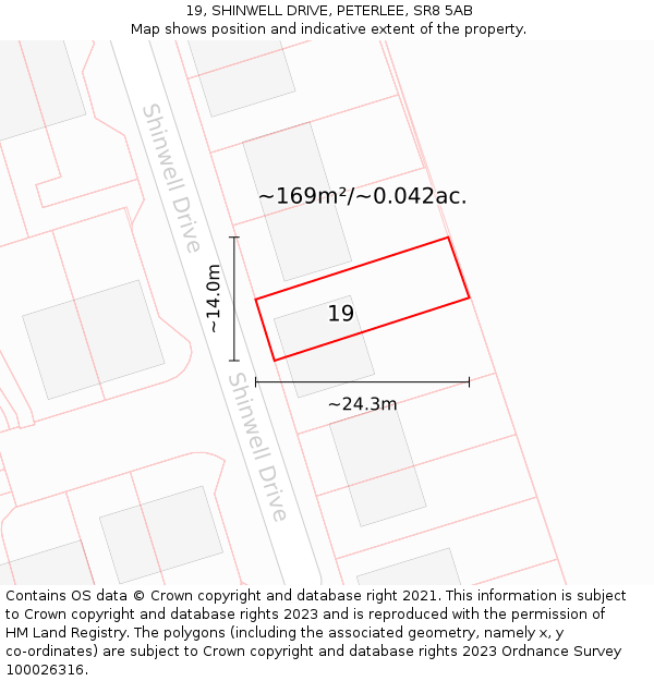 19, SHINWELL DRIVE, PETERLEE, SR8 5AB: Plot and title map