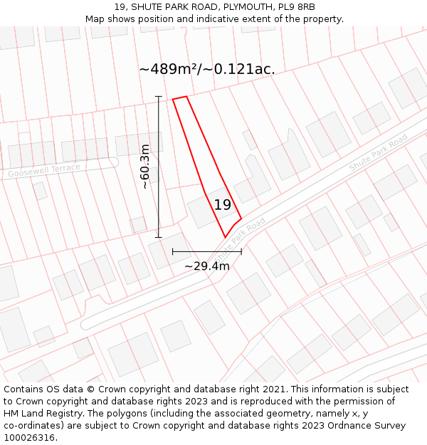 19, SHUTE PARK ROAD, PLYMOUTH, PL9 8RB: Plot and title map