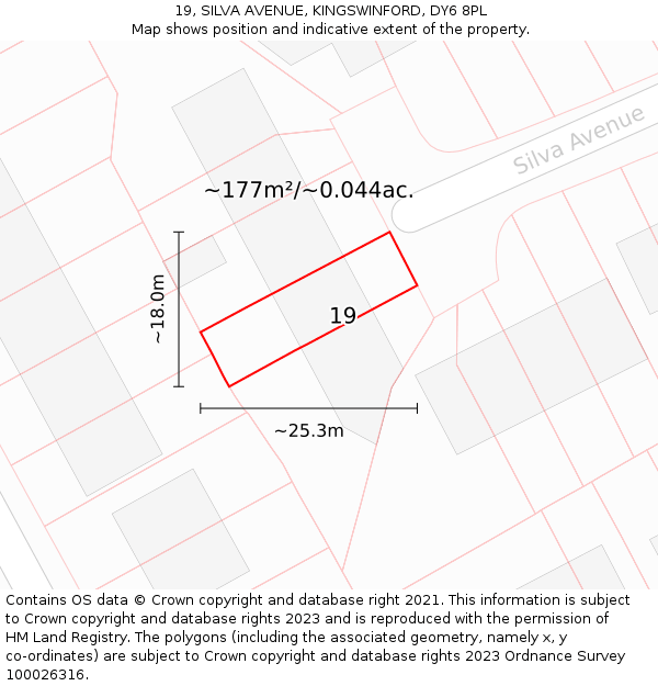 19, SILVA AVENUE, KINGSWINFORD, DY6 8PL: Plot and title map