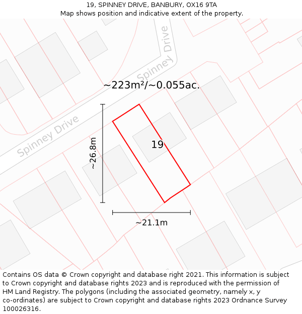 19, SPINNEY DRIVE, BANBURY, OX16 9TA: Plot and title map