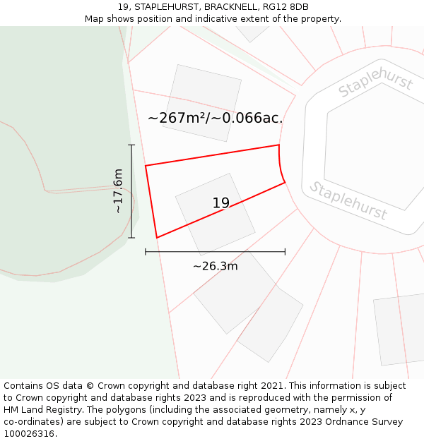 19, STAPLEHURST, BRACKNELL, RG12 8DB: Plot and title map