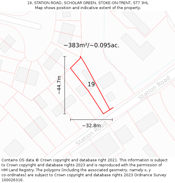 19, STATION ROAD, SCHOLAR GREEN, STOKE-ON-TRENT, ST7 3HL: Plot and title map