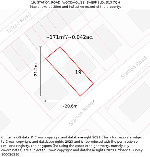 19, STATION ROAD, WOODHOUSE, SHEFFIELD, S13 7QH: Plot and title map