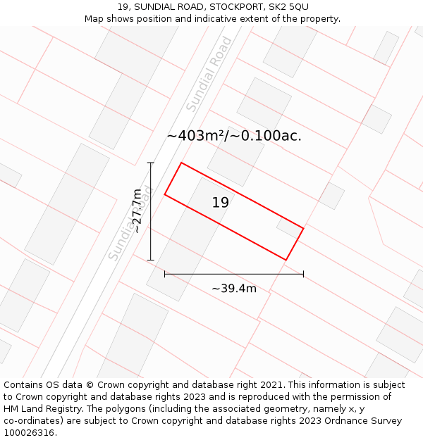 19, SUNDIAL ROAD, STOCKPORT, SK2 5QU: Plot and title map