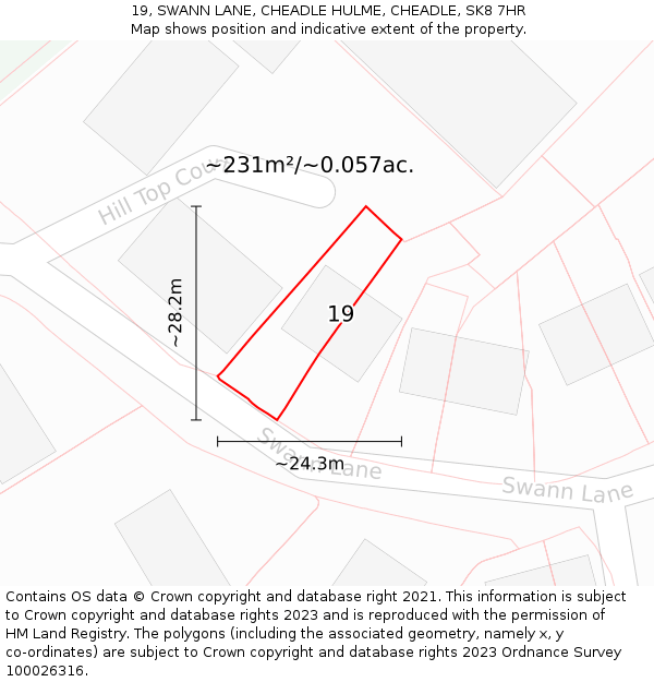 19, SWANN LANE, CHEADLE HULME, CHEADLE, SK8 7HR: Plot and title map