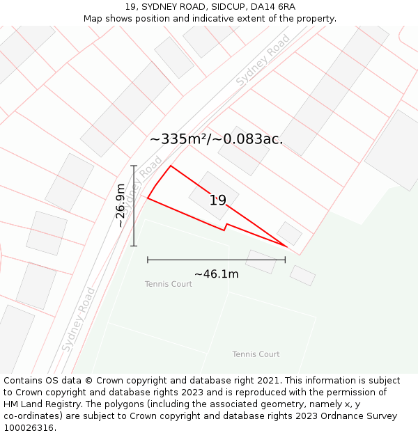 19, SYDNEY ROAD, SIDCUP, DA14 6RA: Plot and title map