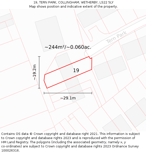 19, TERN PARK, COLLINGHAM, WETHERBY, LS22 5LY: Plot and title map