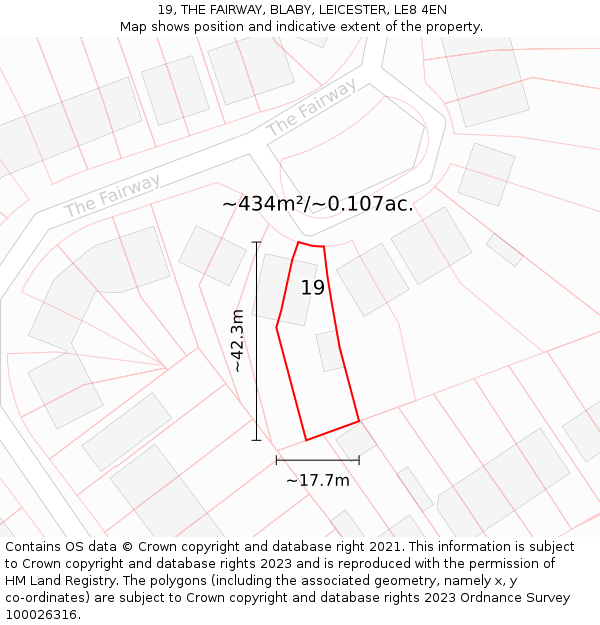 19, THE FAIRWAY, BLABY, LEICESTER, LE8 4EN: Plot and title map