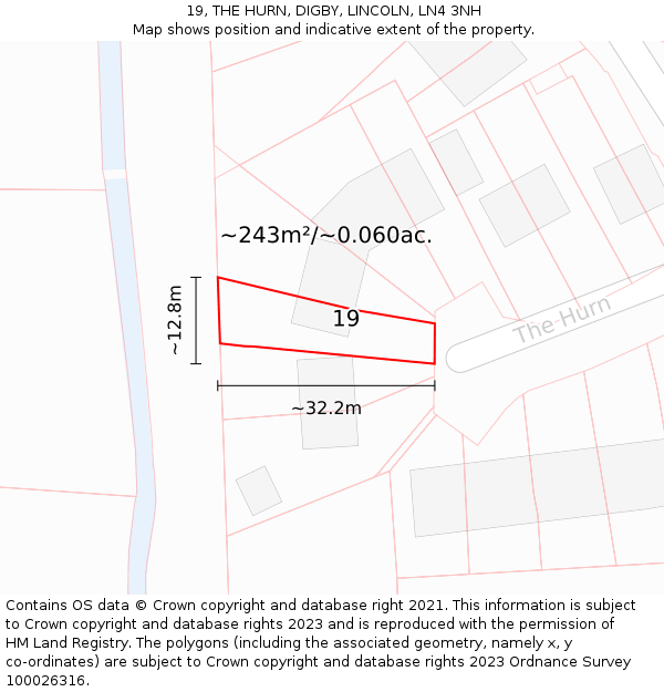 19, THE HURN, DIGBY, LINCOLN, LN4 3NH: Plot and title map