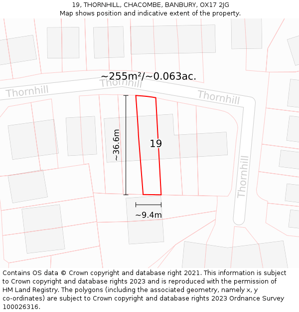 19, THORNHILL, CHACOMBE, BANBURY, OX17 2JG: Plot and title map