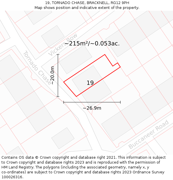 19, TORNADO CHASE, BRACKNELL, RG12 9PH: Plot and title map