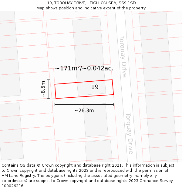 19, TORQUAY DRIVE, LEIGH-ON-SEA, SS9 1SD: Plot and title map