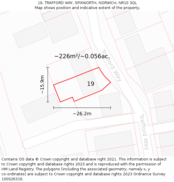 19, TRAFFORD WAY, SPIXWORTH, NORWICH, NR10 3QL: Plot and title map