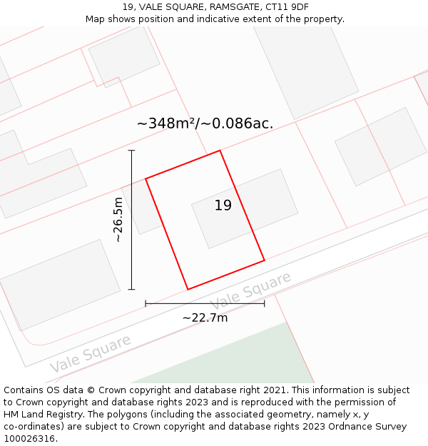 19, VALE SQUARE, RAMSGATE, CT11 9DF: Plot and title map